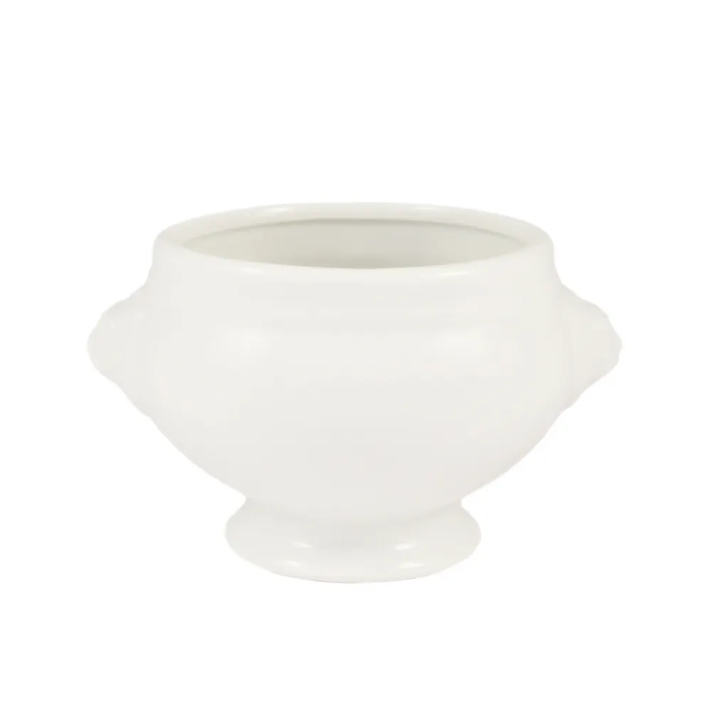 CACChina LN-15-P Lion Head Tureen, 15 Oz, 6-1/4"L x 5-1/4"W x 3-3/4"H, Porcelain Super White 1 Dozen