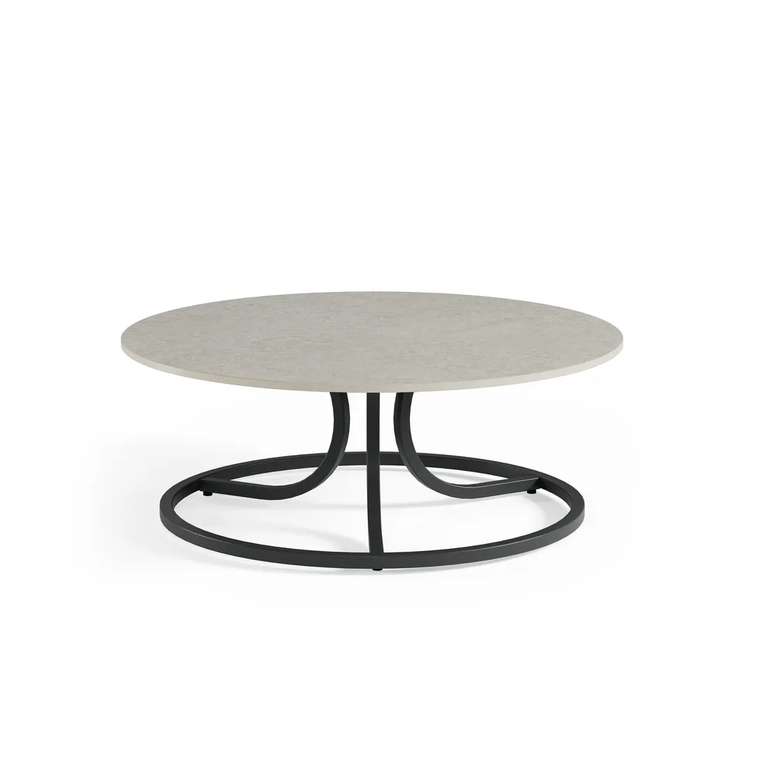 emuamericas E1341 Round Outdoor Table, 30-1/2"dia. x 12"H, Ceramic Top, Tubular Steel Legs