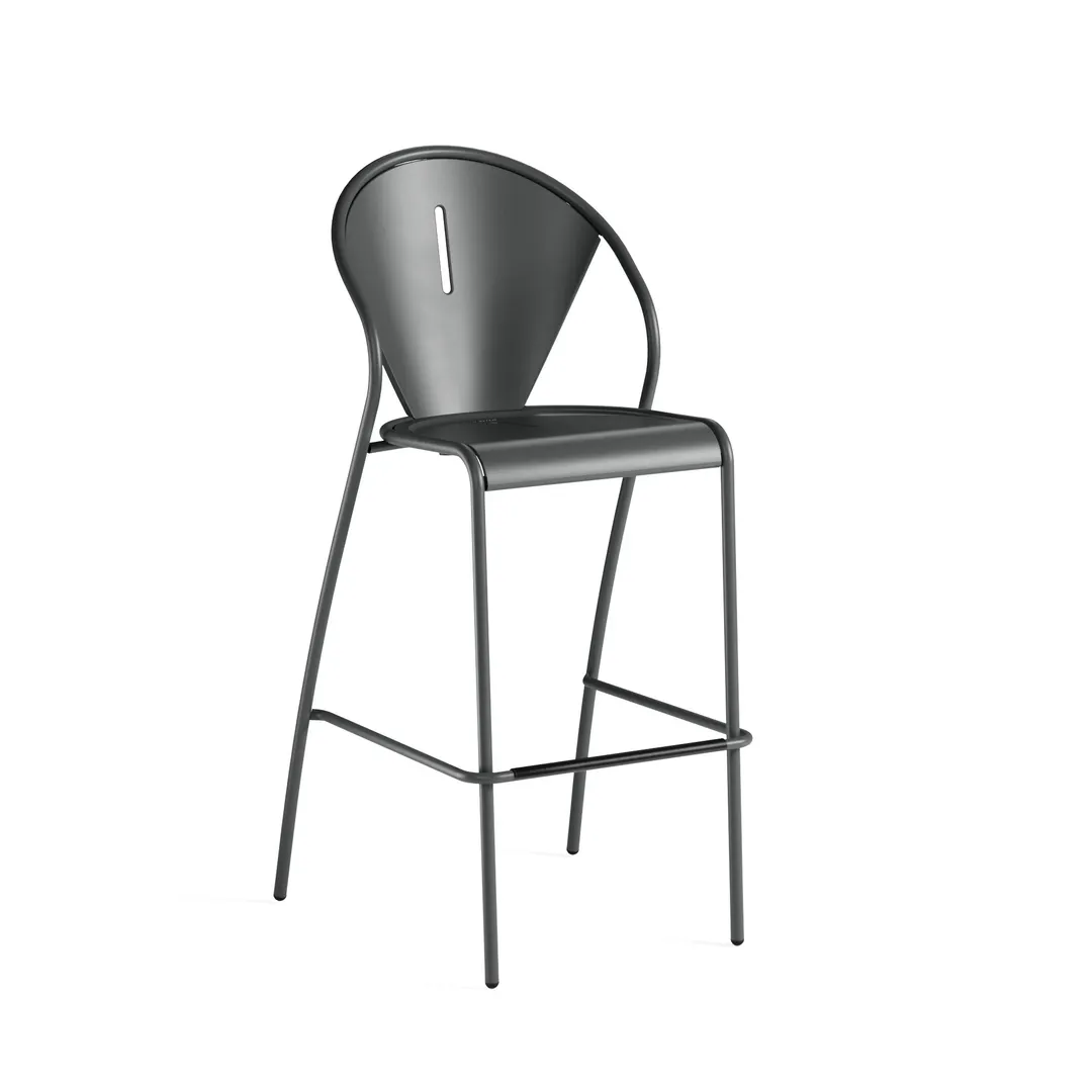 emuamericas E689 Code Stacking Barstool, Outdoor/Indoor, Steel Back & Seat, Tubular Frame, e-Coated Steel