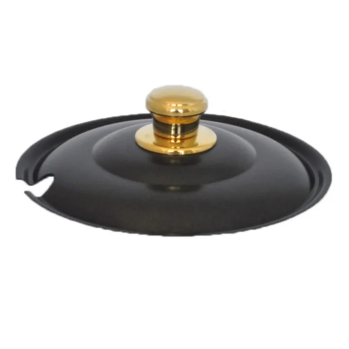 Spring USA 375-61/6BG Soup Tureen Cover, Notched, 9-7/8" Dia., 6 Qt., Stainless Steel, Gold Accents