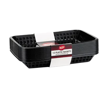 TableCraft C1079BK - Black Plastic Serving Basket 11" x 8½" 150°F Safe, Dishwasher Safe - 12/Pack