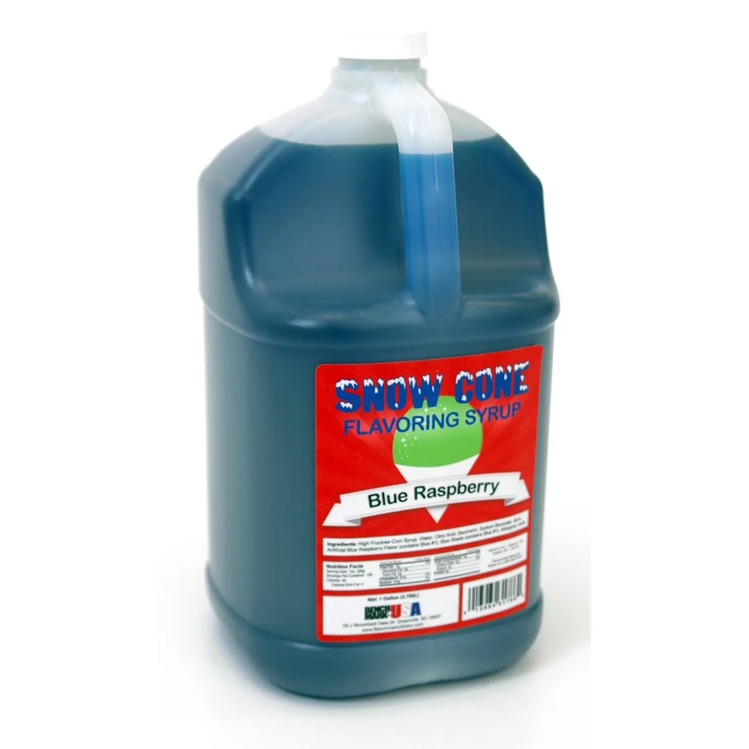 Winco 72001CS Benchmark Snow Cone Syrup, 1‑Gallon Blue Raspberry, Food‑Grade Sweet Flavor - 4/Case