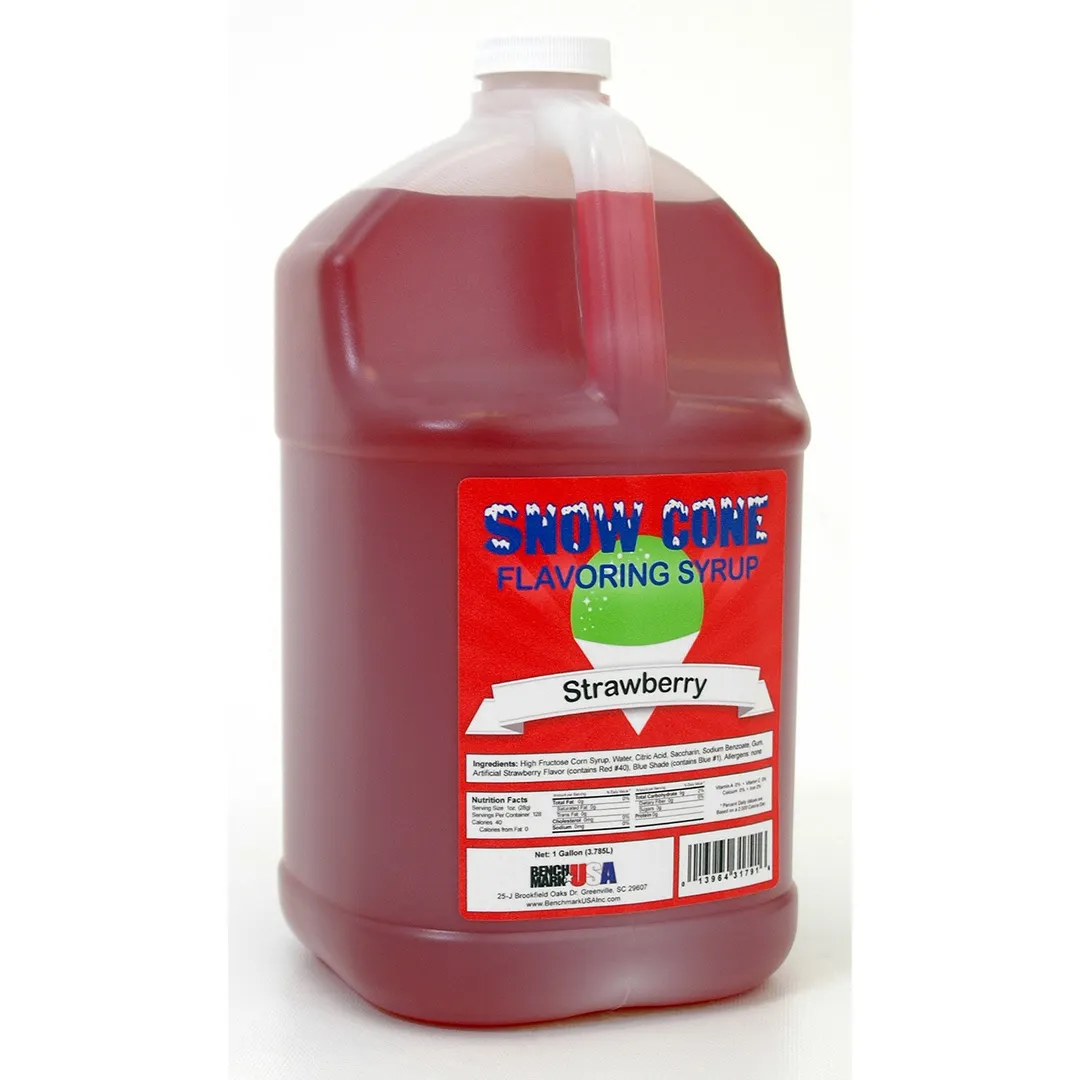 Winco 72006CS Benchmark Snow Cone Syrup, 1 Gallon, Strawberry Flavor - 4/Case