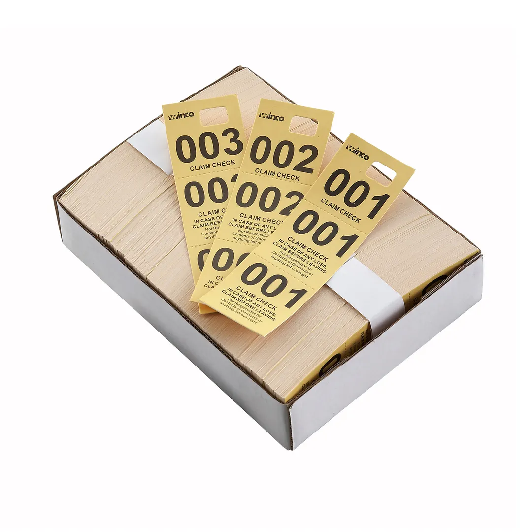 Winco CCK-5YL Coat Check, Yellow - 500/Box