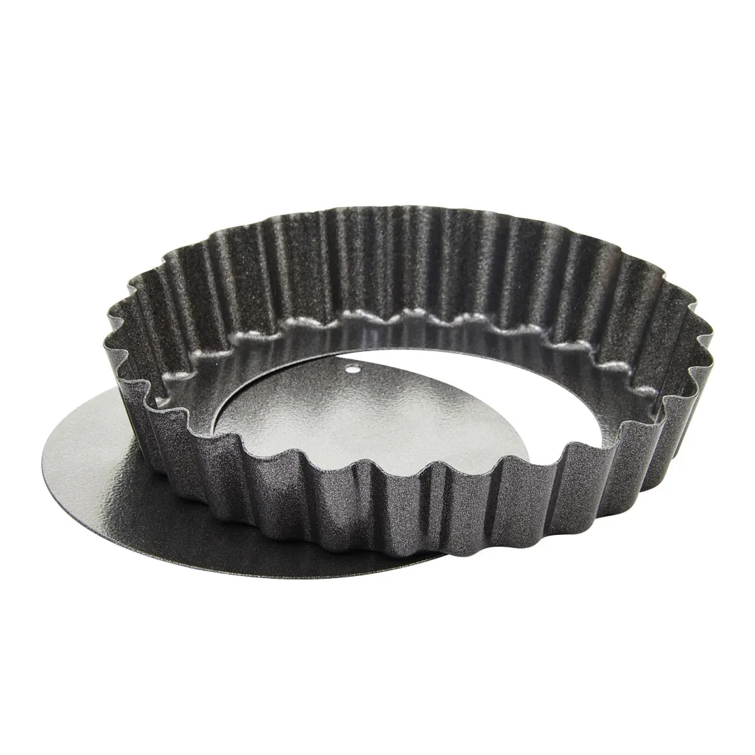 Winco FQP-4 Quiche Pan Set, 2-Piece, 4" Dia x 3/4" H Non-Stick Carbon Steel, Dishwasher Safe