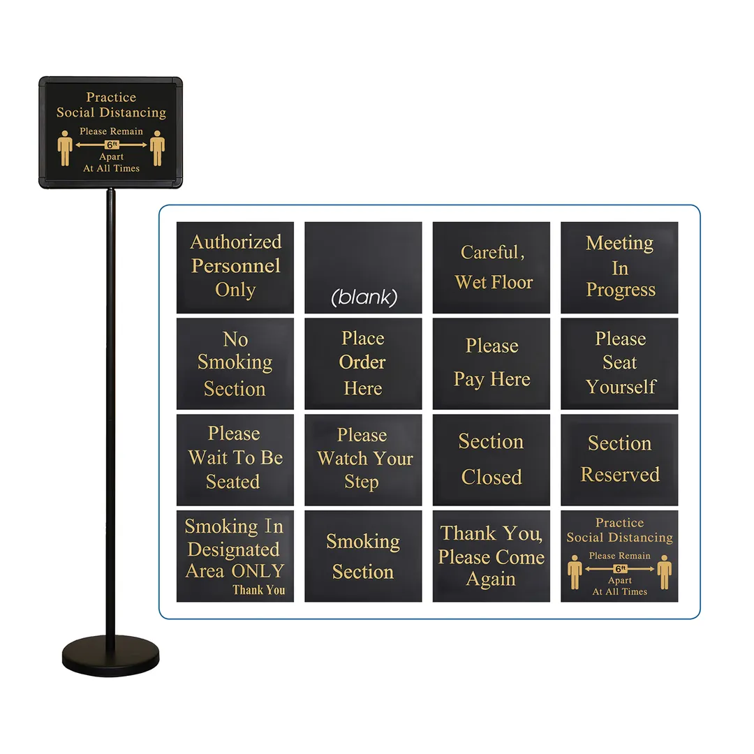 Winco HTS-60K Hostess Sign Set, 60" Height, 13.5" x 10" Sign, 15 Messages + 1 Blank, Stand