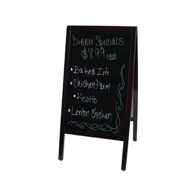 Winco MBAF-3 Dual Marker Board, 20‑3/8"L x 2"W x 39"H, Mahogany Frame 4‑Color Markers & Eraser - Set