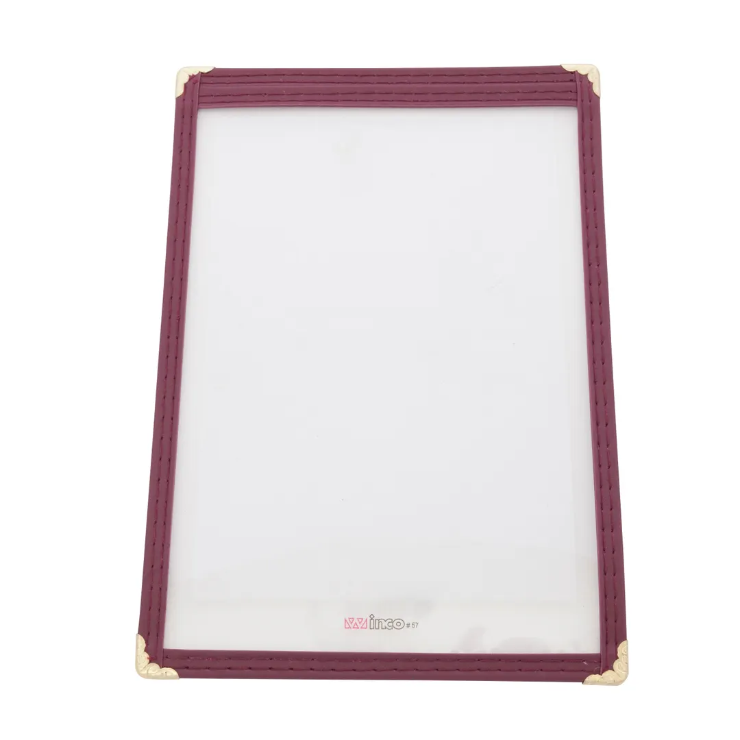 Winco PMC-5U Menu Cover, Single, Overall 6-3/8" X 9-3/8", Holds 5-5/8" X 8-1/8 Paper