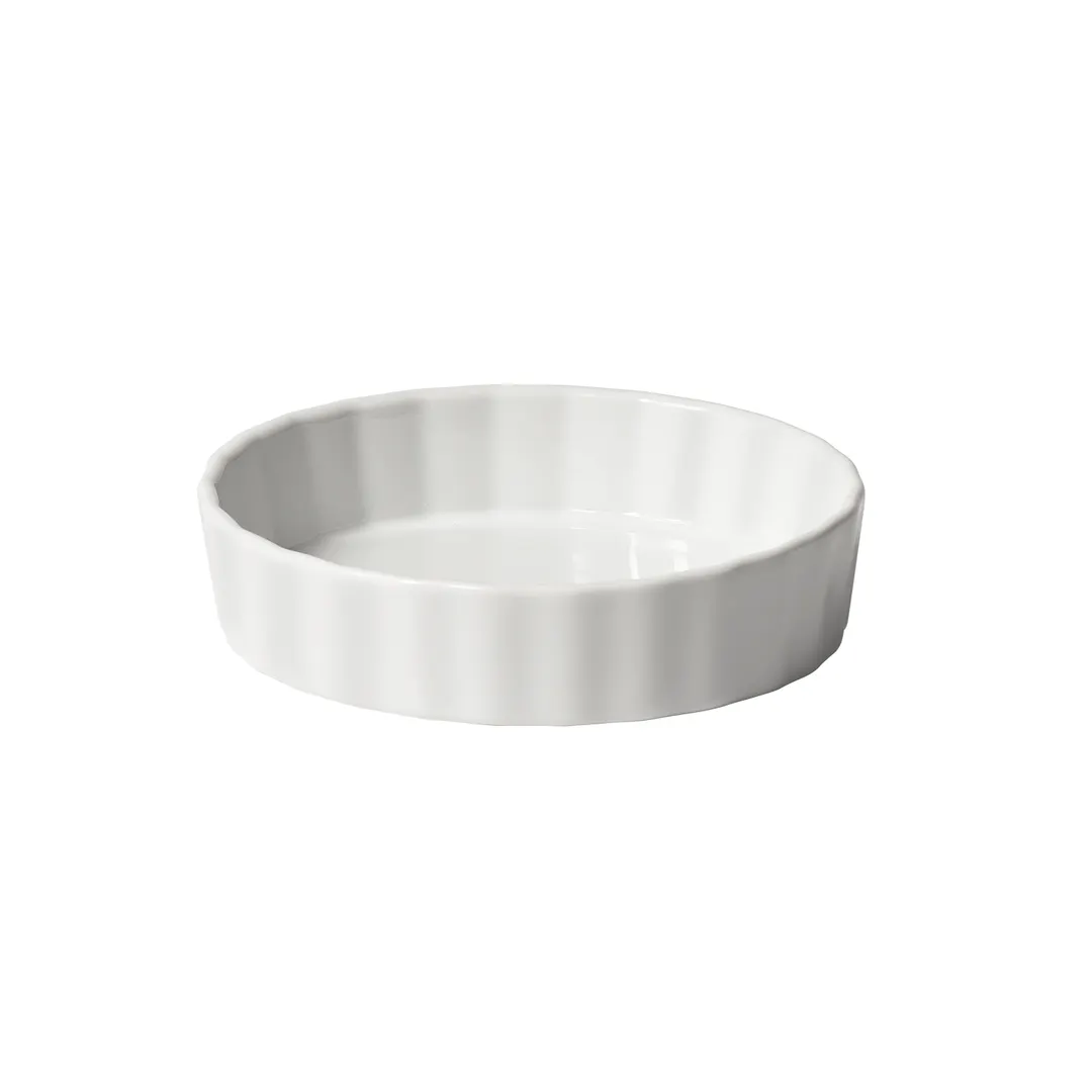 Winco QBD-55 Quiche Baking Dish, 5-1/2 oz, 5" Dia x 1" H, round porcelain, white - 1 Dozen