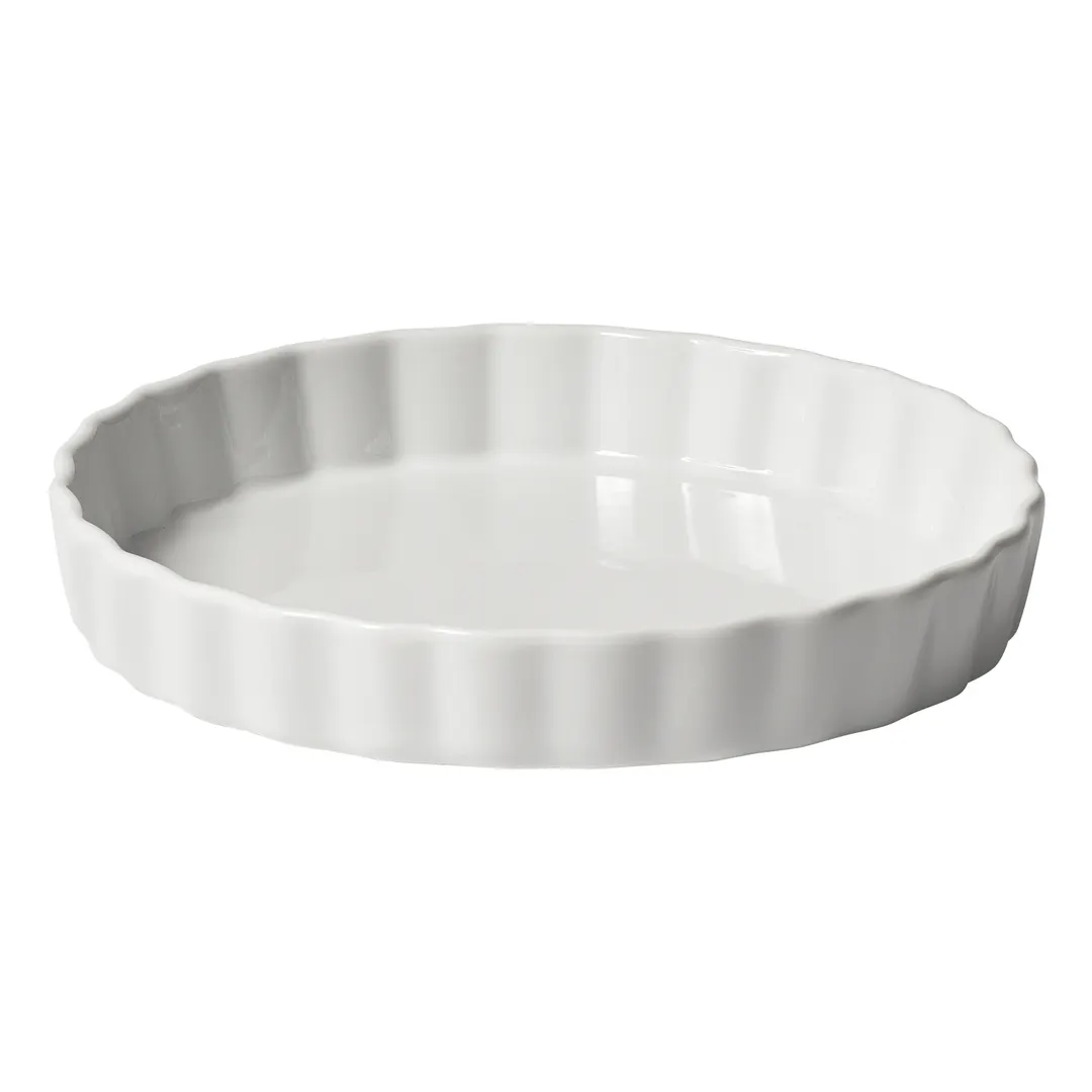 Winco QBD-75 Quiche Baking Dish, 18 oz, 7-1/2" dia x 1-1/4" h, round fluted porcelain white - 1 Dozen