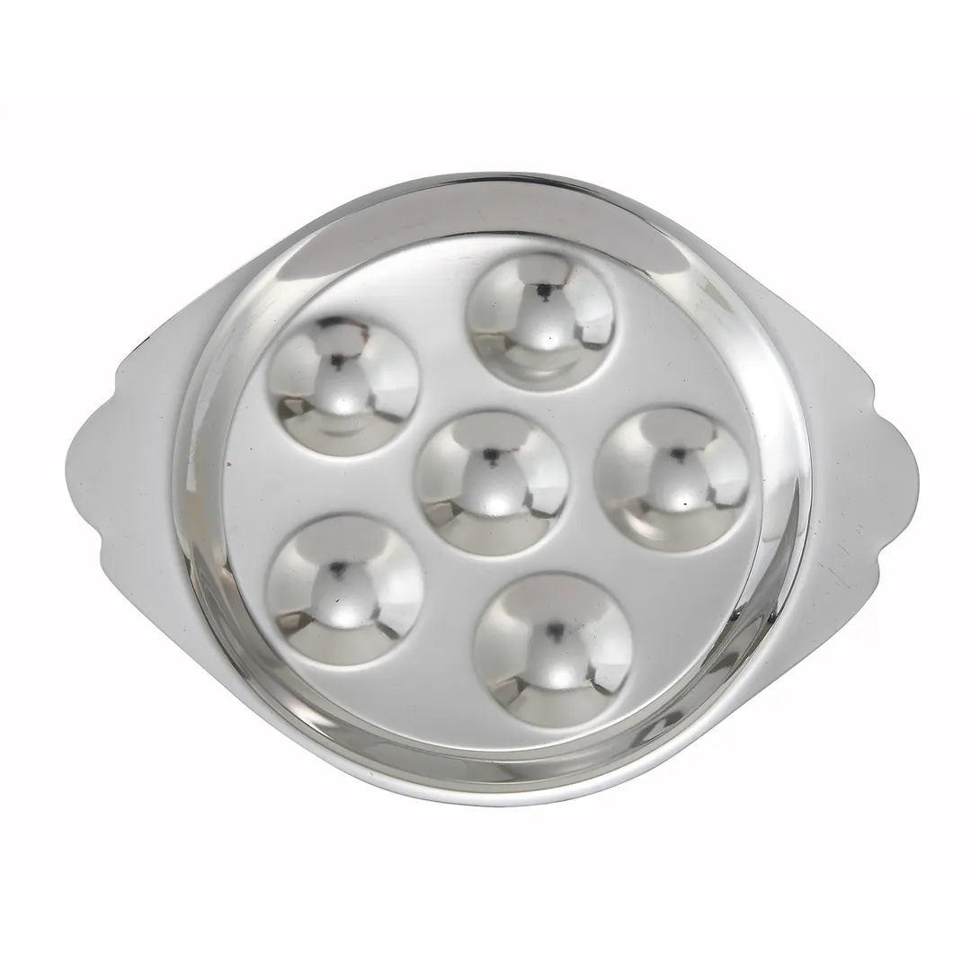 Winco SND-6 Snail Dish, 6-Hole, Stainless Steel