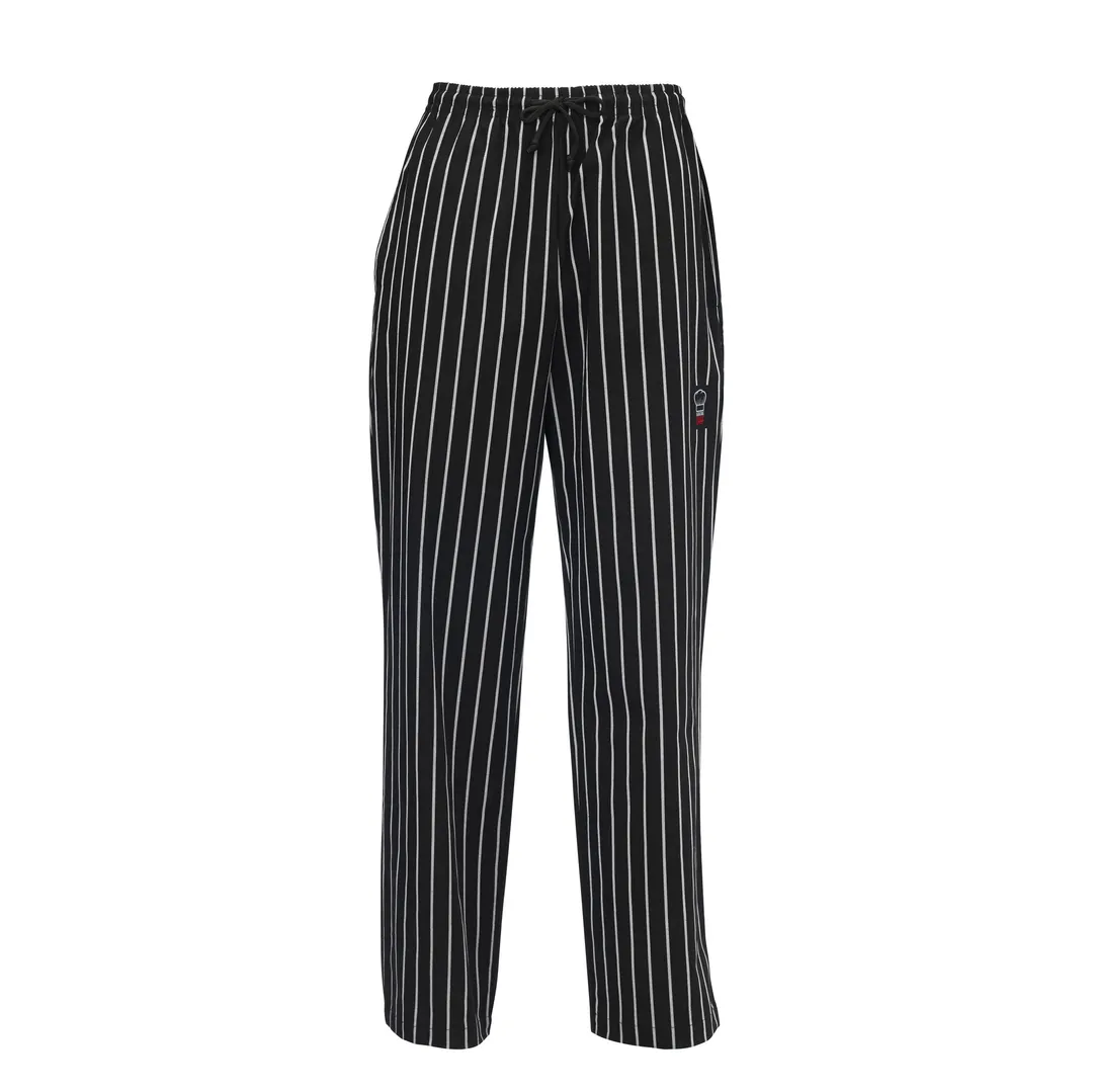 Winco UNF-3CM Newbury Chef Pants, Relaxed Fit, chalk stripe, medium