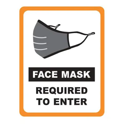 Winco WC-811 Window Cling, 8-1/2" x 11" Transparent Vinyl, Face Mask Required Sign - 2/Pack