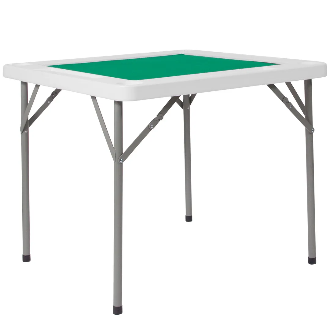 Flash Furniture DAD-MJZ-88-GG Folding Game Table, 34-1/2"W x 34-1/2"D x 29"H, Green Felt Surface, Granite White Plastic Border, 220 lbs