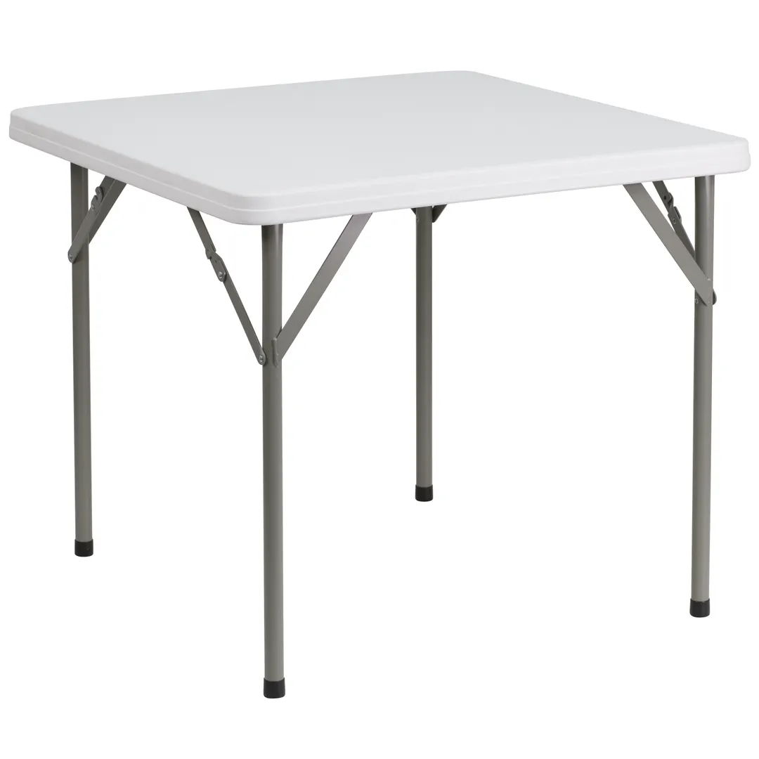 Flash Furniture DAD-YCZ-86-GG Folding Table, 34-1/4"W x 34-1/4"D x 29-1/2"H, Granite White Plastic Top, Gray Metal Legs, 220 lbs