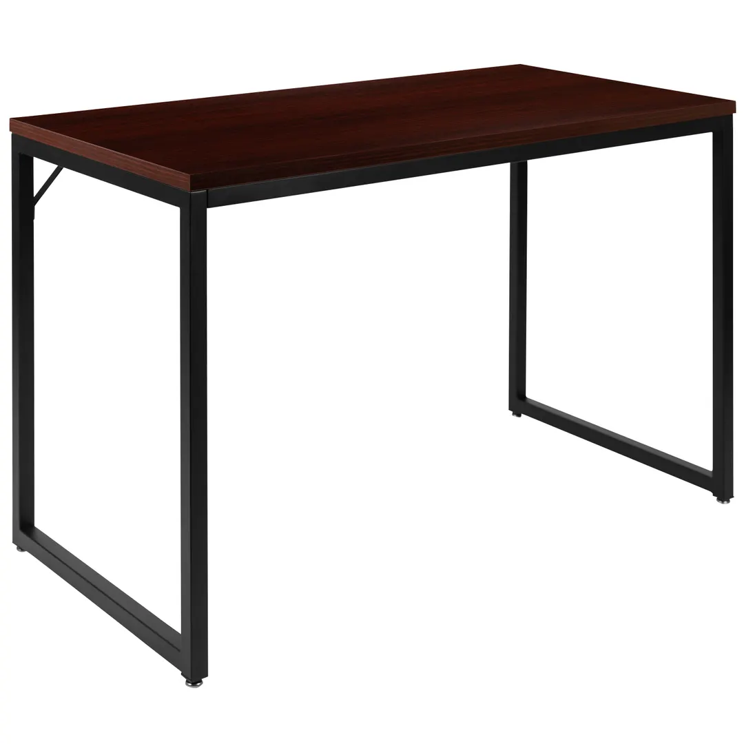 Flash Furniture GC-GF156-12-MHG-GG Tiverton Computer Desk, 47"W, Mahogany Finish, Black Metal Frame