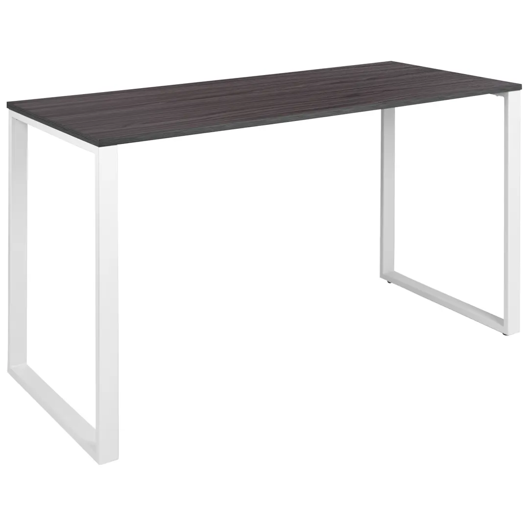 Flash Furniture GC-GF156W-14-GRY-GG Kimberly Computer Desk, 55"W, Rustic Gray Laminate Top, White Metal Frame