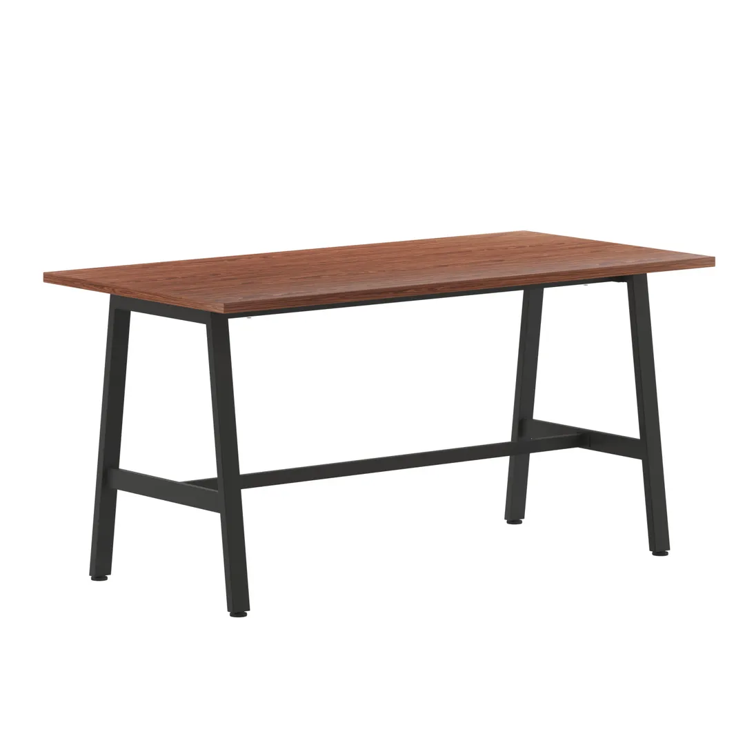 Flash Furniture MT-M6030-WLT-ABF-GG Redmond 60"W x 30"D Rectangular Conference Table, Walnut Finish, 1" Thick Top, Powder Coated Steel A-Frame Base