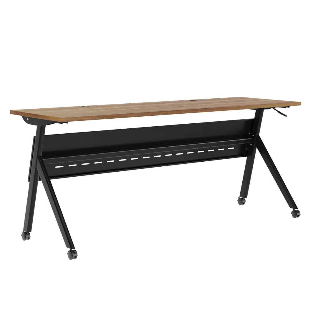 Flash Furniture MT-M7224-Y-LEG-WLNBLK-GG Davis Training Table, 72"W x 24"D, Rectangular, Gray, Flip-Foldable, Powder Coated Steel Y-Legs