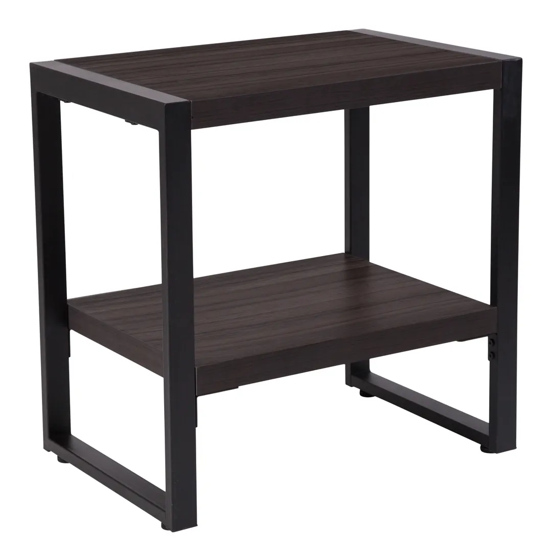 Flash Furniture NAN-JH-1733-GG Thompson Collection End Table, 23.5W x 15.75D x 24H, Charcoal Wood Grain Laminate Top, Black Metal Frame