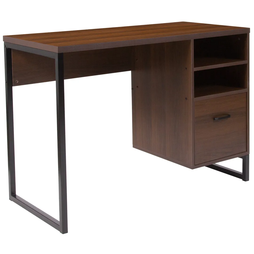 Flash Furniture NAN-NJ-HD10168-GG Northbrook Computer Desk, 41.25"W x 29.5"H, Rustic Laminate Top, Black Powder Coated Metal Frame