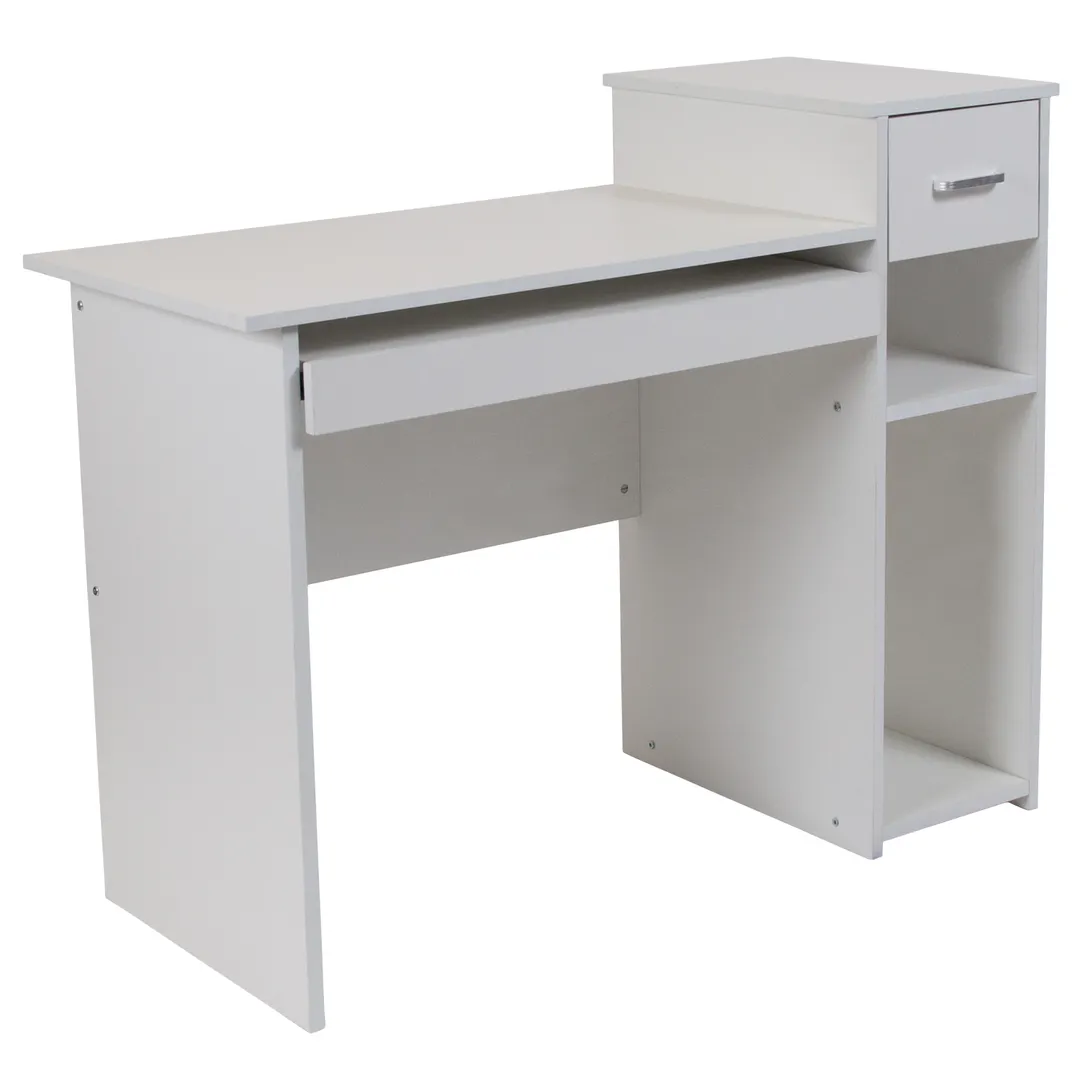 Flash Furniture NAN-NJ-HD3518-W-GG Highland Park Computer Desk, 42x19x29.5, White Laminate, Sliding Keyboard Tray