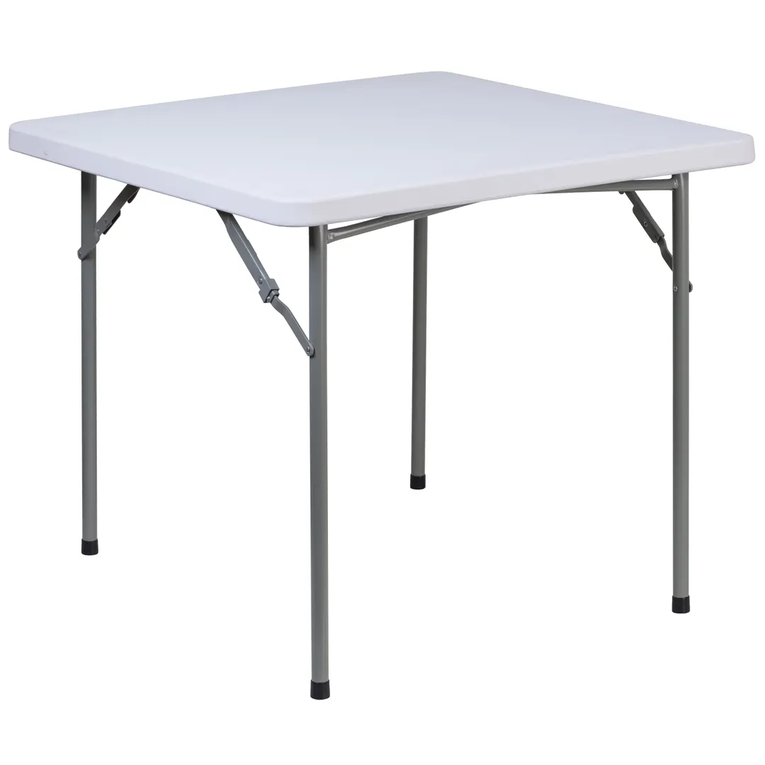 Flash Furniture RB-3434-GG Folding Table, 33-3/4"W x 33-3/4"D x 29"H, Granite White Plastic Top, Gray Metal Legs, 330 lbs
