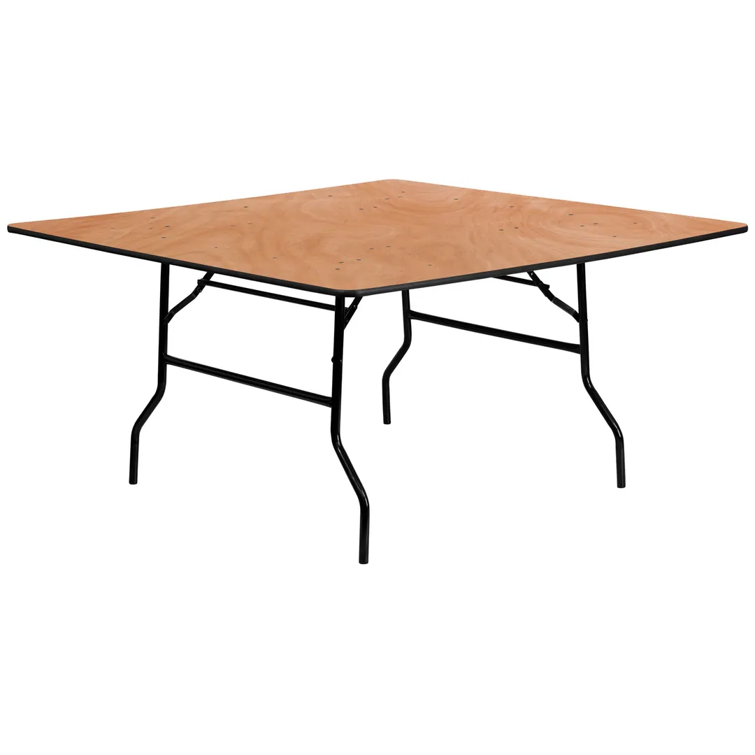 Flash Furniture YT-WFFT60-SQ-GG Folding Banquet Table, 60"W x 60"D x 30-1/8"H, Square, 1014 lbs, Plywood Top, Black PVC Edge