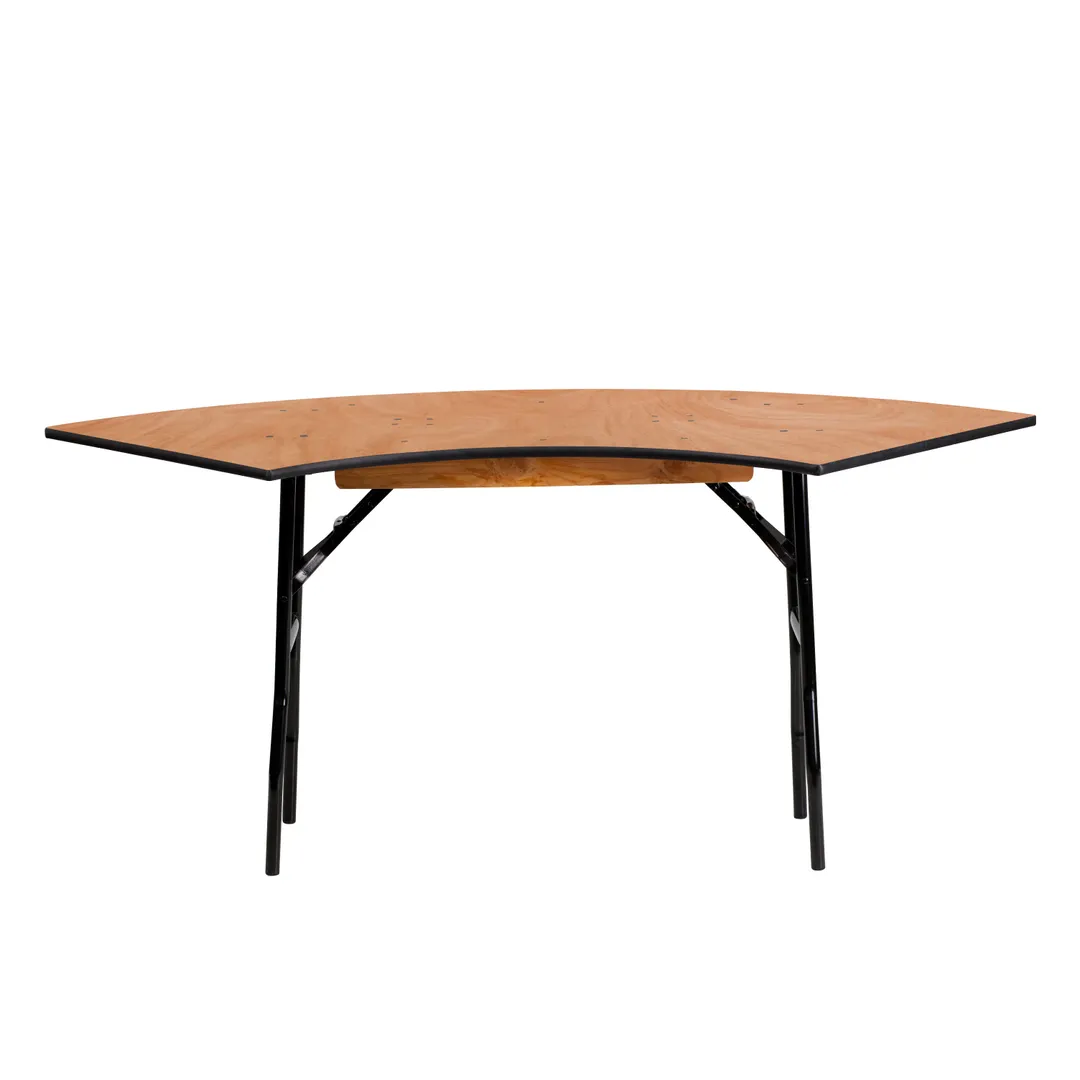 Flash Furniture YT-WSFT48-24-SP-GG Folding Banquet Table, 48" outside radius x 24"W x 30-1/4"H, 286 lb. static load, crescent top, 1/2" plywood, black PVC edge, steel legs