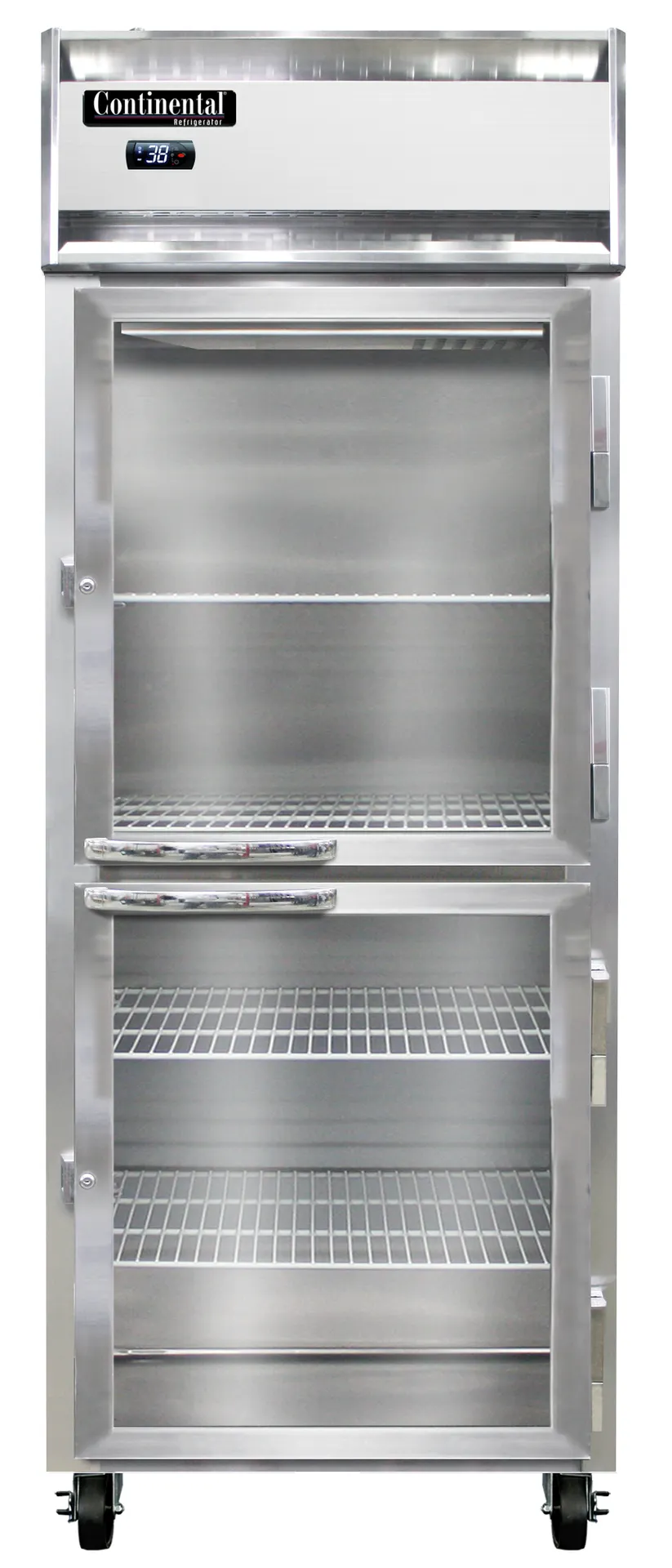 Continental Refrigerator 1RENPTHD-GD-SD 28.5" 1-Section Pass-Thru Refrigerator, 22 cu. ft., Half Glass & Solid Doors