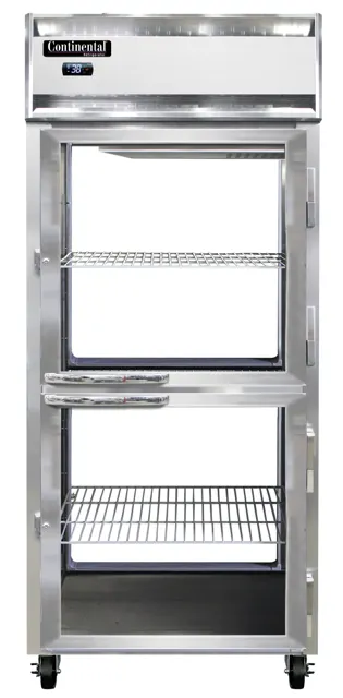 Continental Refrigerator 1RXNPTHD-GD-GD 36-1/4" 1-Section Pass-Thru Refrigerator, 30 cu. ft., Glass Doors, Top Mounted