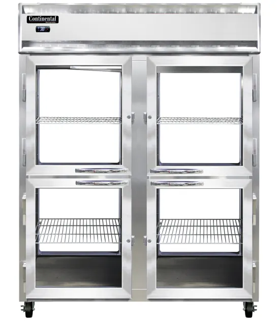 Continental Refrigerator 2RENSSPTHD-GD-GD 57" 2-Section Glass Door Pass-Thru Refrigerator, 52 cu. ft.