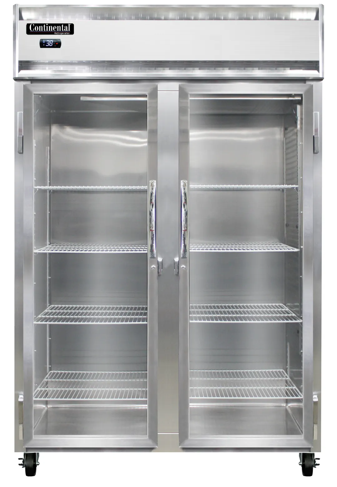 Continental Refrigerator 2RNPT-GD-SD 38" 2-Section Pass-Thru Refrigerator, 50 cu. ft., Top Mounted