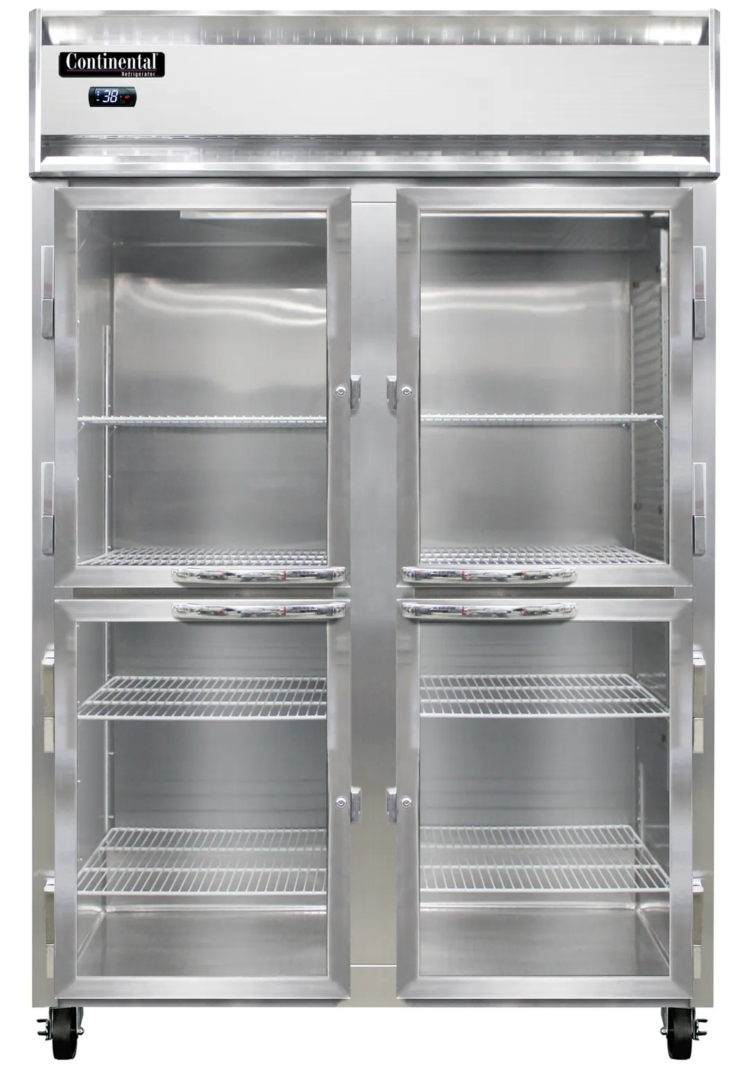 Continental Refrigerator 2RNSAPTHD-GD-SD 72" 2-Section Pass-Thru Refrigerator, 50 cu. ft., Top Mounted