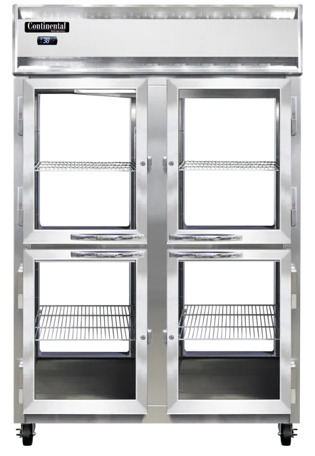 Continental Refrigerator 2RNSSPTHD-GD-GD 38" 2-Glass Door Pass Thru Refrigerator, 50 cu. ft., Top Mounted