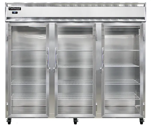 Continental Refrigerator 3RENSAPT-GD-SD 85.5" 3-Section Pass-Thru Refrigerator, 75 cu. ft., Stainless Steel Exterior