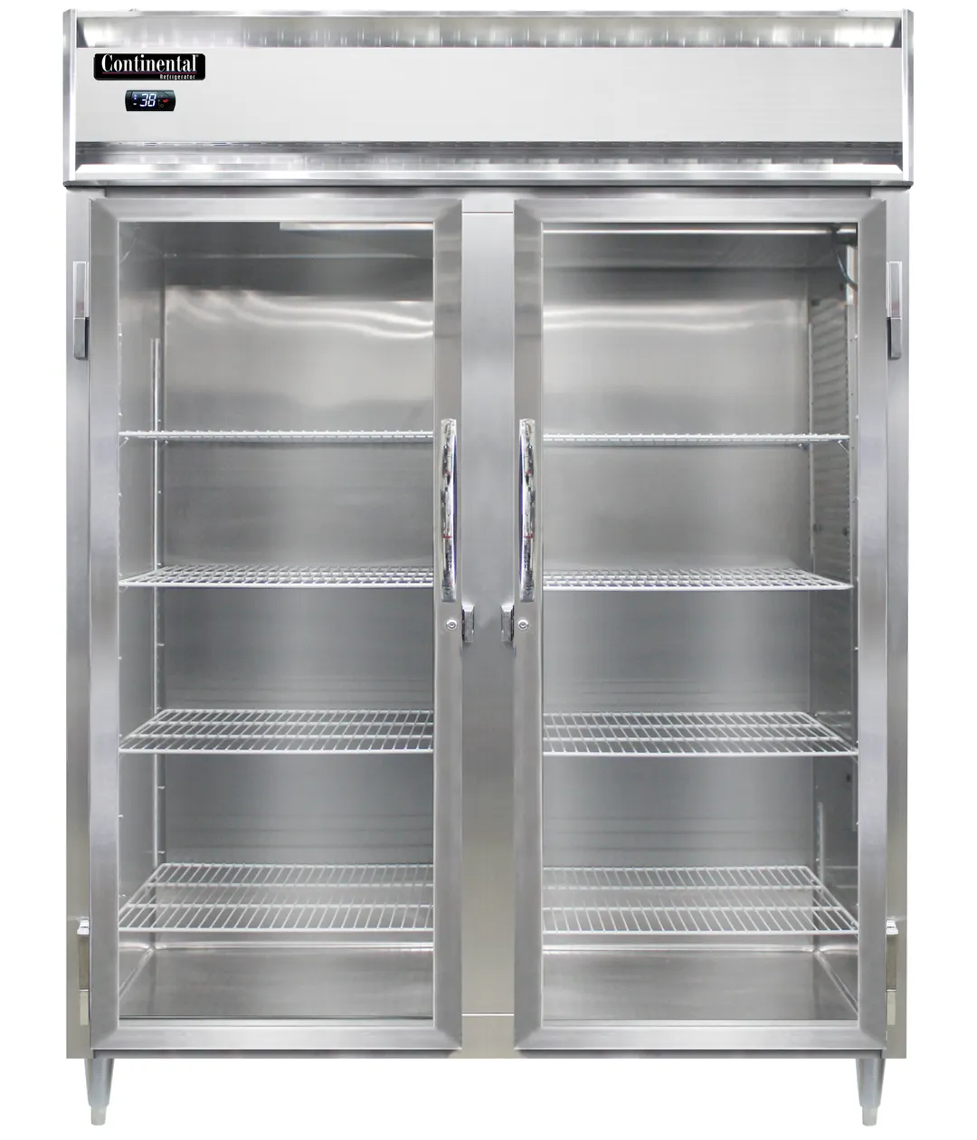 Continental Refrigerator D2RENPT-GD-SD 57" 2-Section Pass-Thru Refrigerator, 52 cu. ft., Glass & Solid Doors