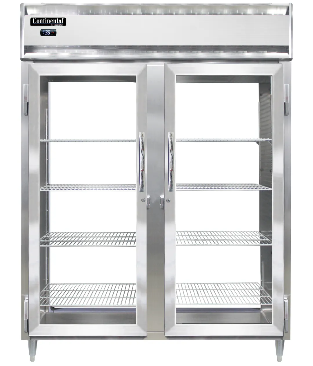 Continental Refrigerator D2RENSSPT-GD-GD 57" 2-Section Glass Door Pass-Thru Refrigerator, 52 cu. ft.