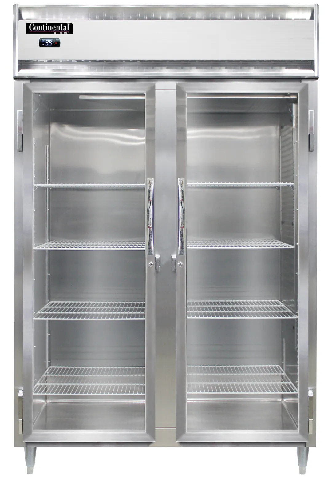 Continental Refrigerator D2RNPT-GD-SD 50" 2-Section Pass Thru Refrigerator, 50 cu. ft., Glass & Solid Door, Top Mounted