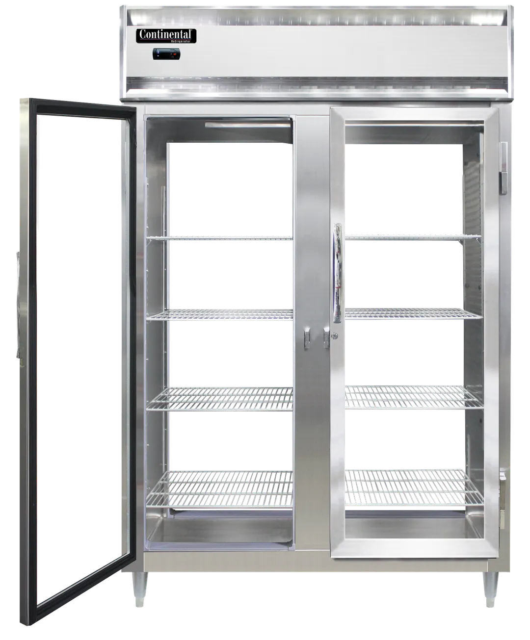 Continental Refrigerator D2RNSSPT-GD-GD 38" 2-Glass Door Pass-Thru Refrigerator, 50 cu. ft., Top Mounted