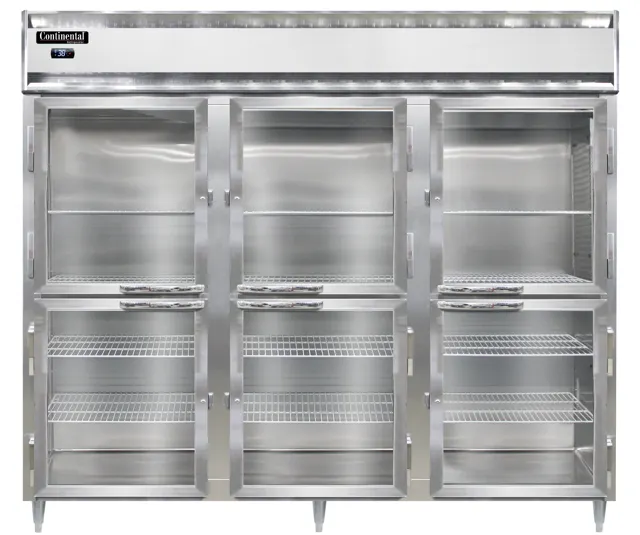 Continental Refrigerator D3RENSAPTHD-GD-SD 85-1/5" 3-Section Pass Thru Refrigerator, 75 cu. ft.