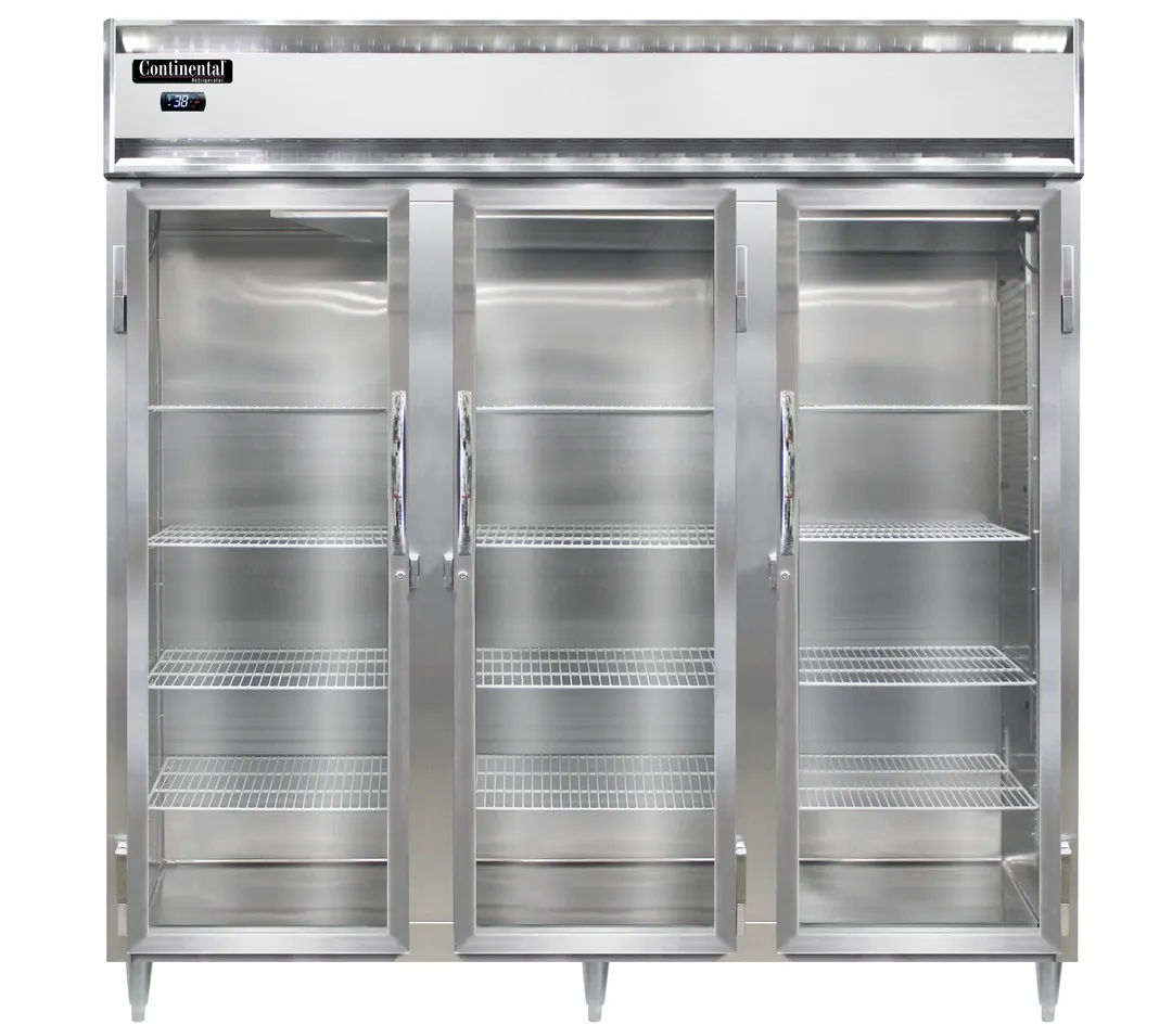 Continental Refrigerator D3RNSAPT-GD-SD 72" 3-Section Pass-Thru Refrigerator, 72 cu. ft.