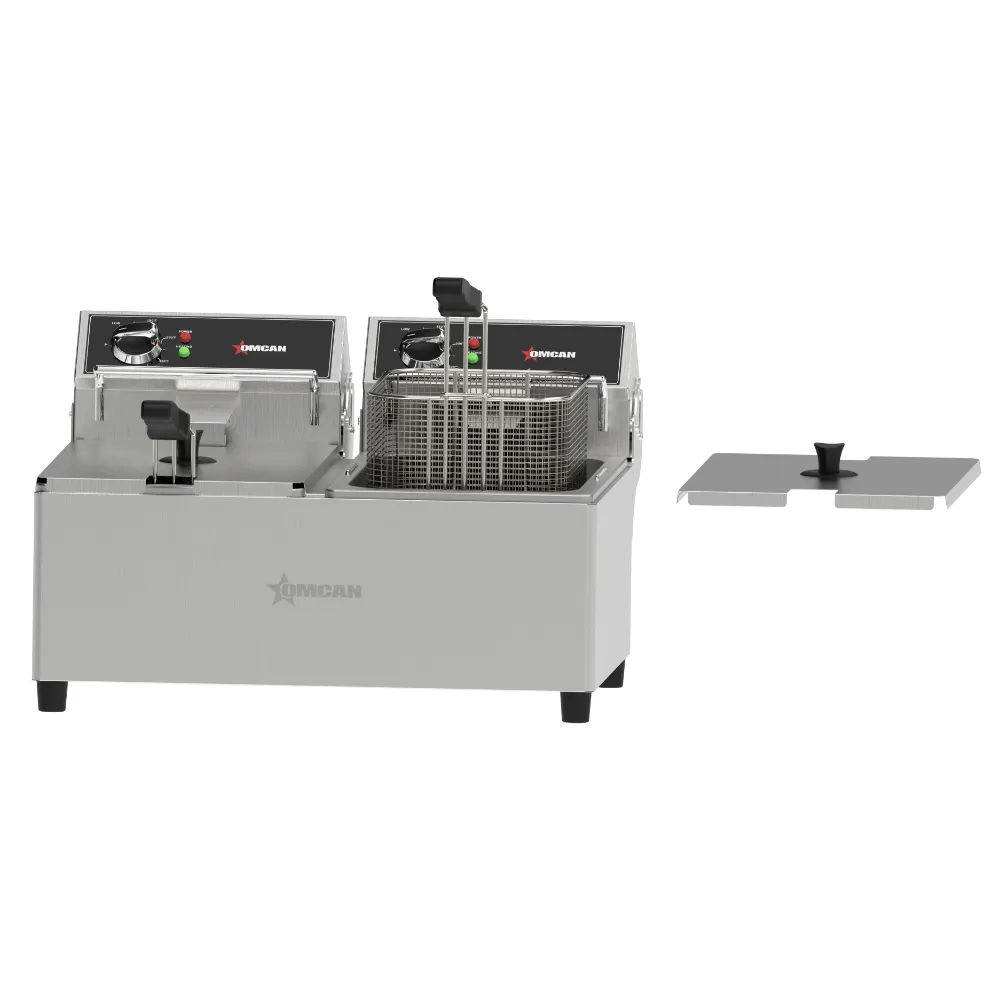 Omcan USA 48585 24" Countertop Electric Deep Fryer, Split Pot, 40 Ibs, 240v/60/1-ph