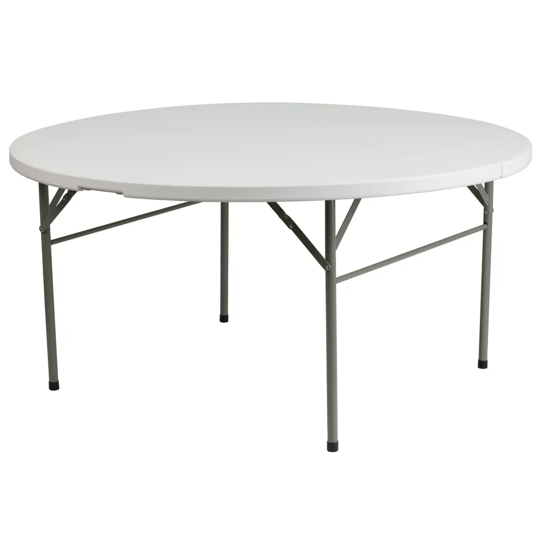 Flash Furniture DAD-154Z-GG Folding Table, 60-1/2" Dia. x 29-1/2"H, Granite White Plastic Top, 551 lbs, Round, Indoor/Outdoor