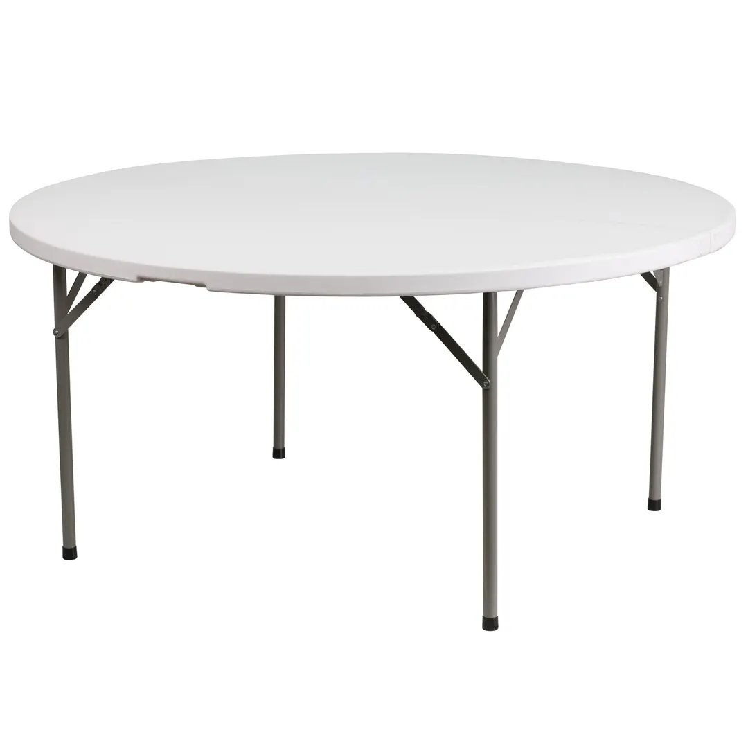 Flash Furniture DAD-YCZ-1-GW-GG Round Folding Table, 60-3/4" Dia. x 29-1/4"H, Granite White Plastic Top, Gray Metal Legs, 551 lbs