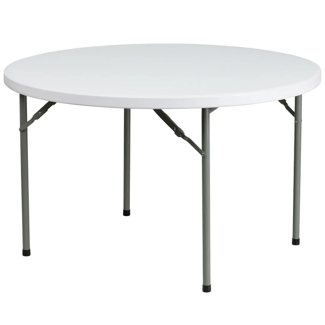 Flash Furniture DAD-YCZ-122R-GG Folding Table, 48" Dia. x 29-1/4"H, Granite White Plastic Top, 500 lbs, Round, Indoor/Outdoor Use