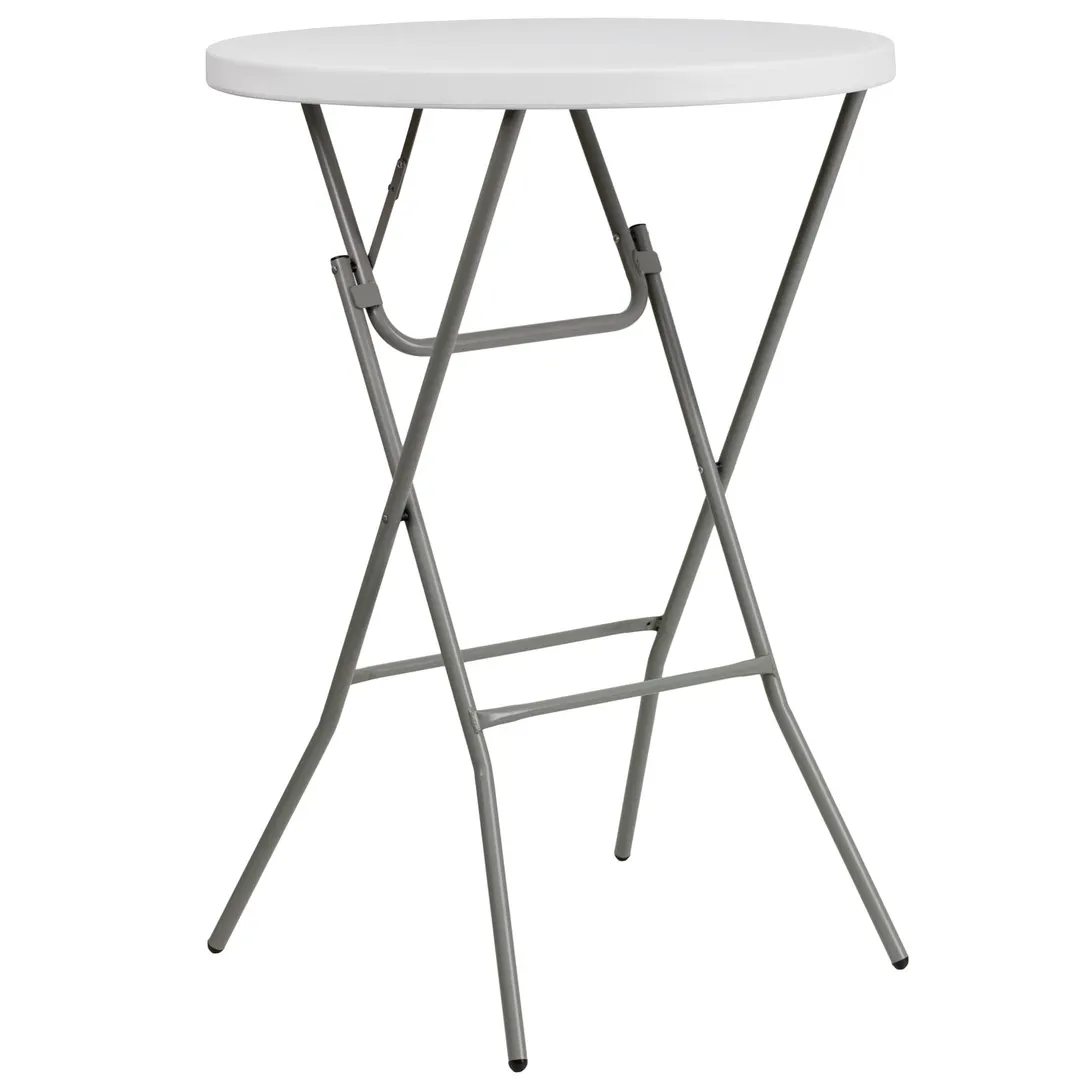 Flash Furniture DAD-YCZ-80R-2-BAR-GW-GG Folding Bar Table, 31-1/4" Dia. x 43-3/4"H, Granite White Plastic Top, Gray Metal Legs, 165 lbs