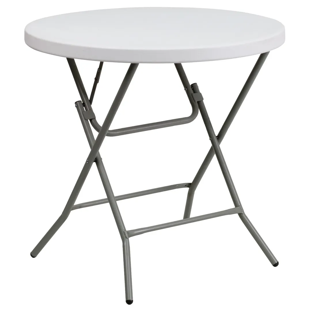 Flash Furniture DAD-YCZ-80R-GW-GG Folding Table, 31-1/2" Dia. x 30"H, Granite White Plastic, 220 lbs, Round, Indoor/Outdoor