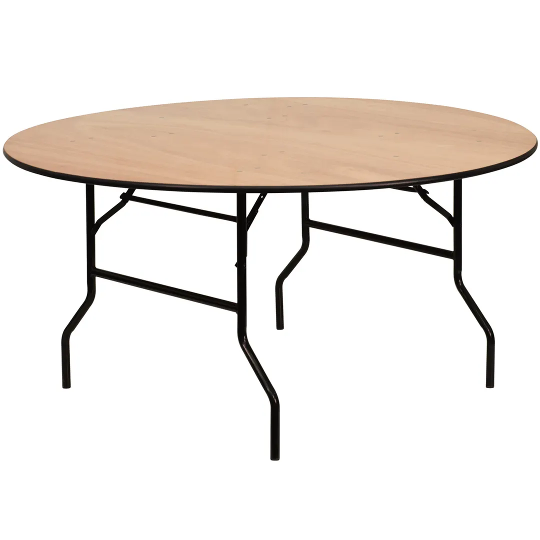 Flash Furniture YT-WRFT60-TBL-GG Folding Banquet Table, 60" Dia. x 30"H, 992 lbs, Round, Plywood Top, Black PVC Edge, Commercial Use