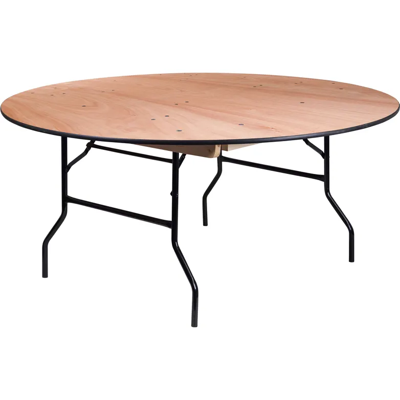 Flash Furniture YT-WRFT66-TBL-GG Folding Banquet Table, 66" Dia. x 30"H, 1000 lbs, Round, 3/4" Plywood Top, Black PVC Edge, Commercial Use